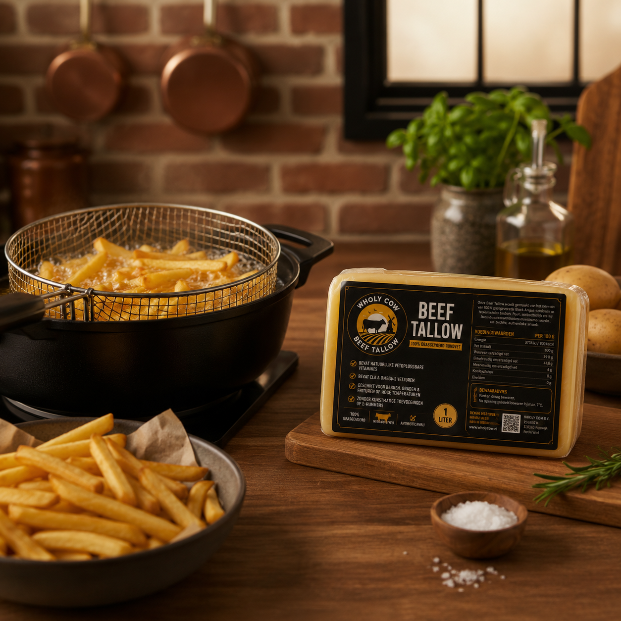 Beef Tallow Frituurblok (1 Liter)